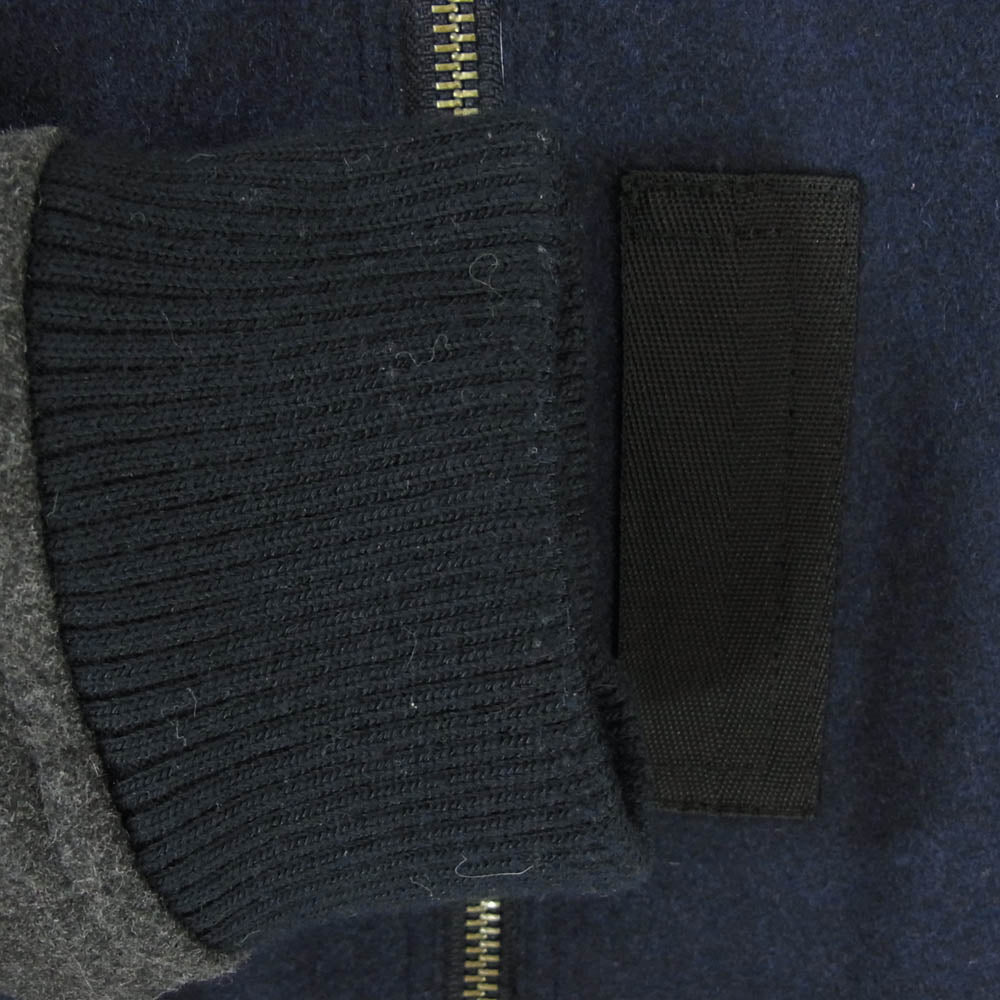 TETE HOMME テットオム 中綿入り ウール混 ジップ ジャケット ブルゾン ネイビー系 7【中古】
