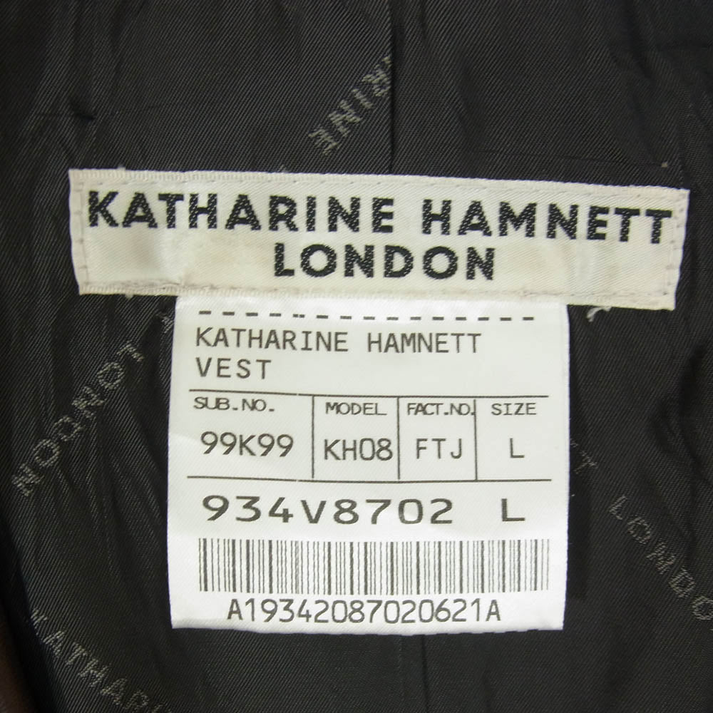 KATHARINE HAMNETT キャサリン・ハムネット ラムレザー ベスト ブラウン系 L【中古】