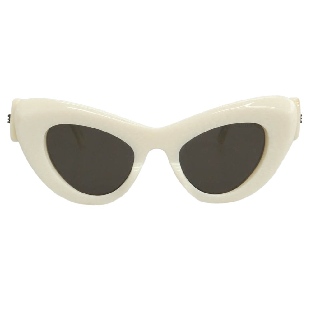 BALENCIAGA バレンシアガ BB0204S イタリア製 CAT EYE Sunglasses キャットアイ メガキャットアイフレーム サングラス ホワイト系 49□23-150【中古】