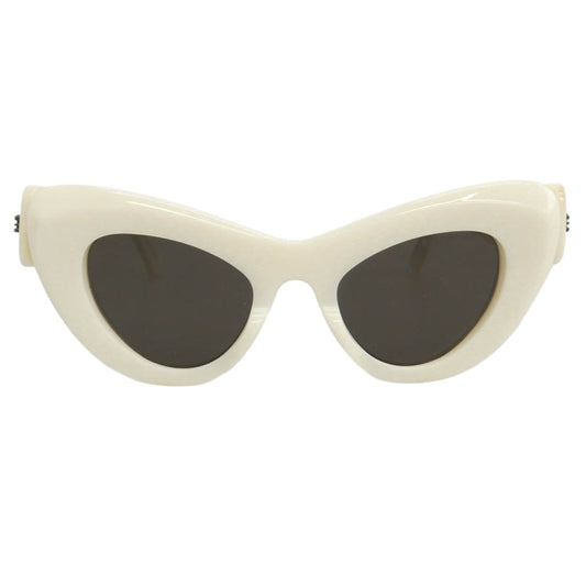 BALENCIAGA バレンシアガ BB0204S イタリア製 CAT EYE Sunglasses キャットアイ メガキャットアイフレーム サングラス ホワイト系 49□23-150【中古】