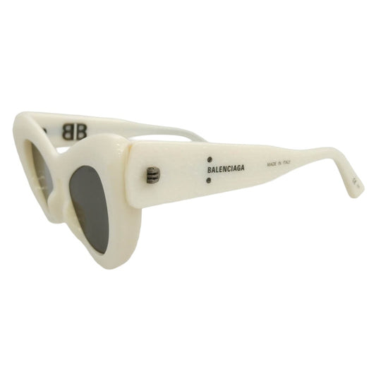 BALENCIAGA バレンシアガ BB0204S イタリア製 CAT EYE Sunglasses キャットアイ メガキャットアイフレーム サングラス ホワイト系 49□23-150【中古】