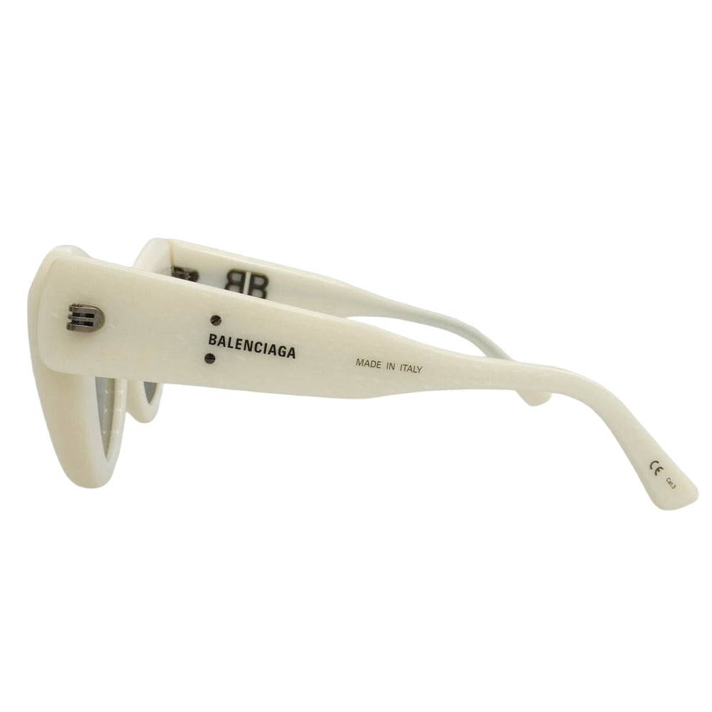 BALENCIAGA バレンシアガ BB0204S イタリア製 CAT EYE Sunglasses キャットアイ メガキャットアイフレーム サングラス ホワイト系 49□23-150【中古】
