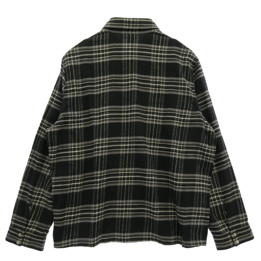 CHROME HEARTS クロムハーツ（原本無） WORK DOG BLK ICE HARVESTER PLAID クロスボールボタン プレイドチェック 長袖 シャツ XLサイズ ブラック系 グレー系 XL【美品】【中古】