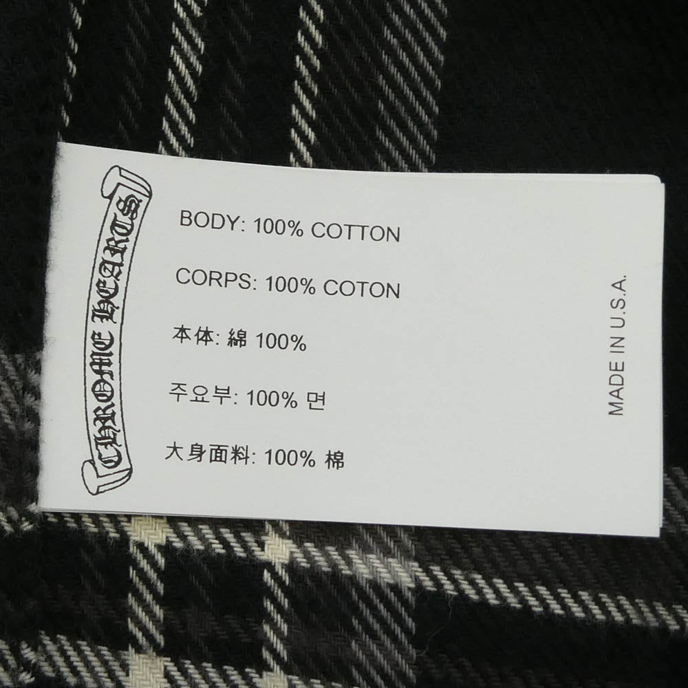 CHROME HEARTS クロムハーツ（原本無） WORK DOG BLK ICE HARVESTER PLAID クロスボールボタン プレイドチェック 長袖 シャツ XLサイズ ブラック系 グレー系 XL【美品】【中古】
