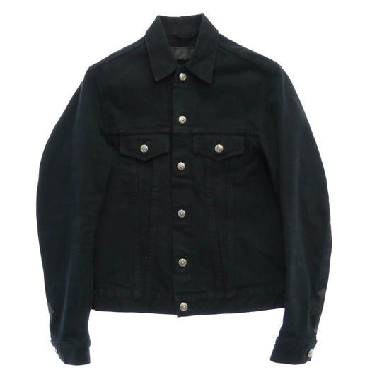 CHROME HEARTS クロムハーツ（原本無） BLACK DENIM JACKET CROSS PATCH ホースシューボタン レザークロスパッチ ブラックデニムジャケット ブラック系 S【中古】