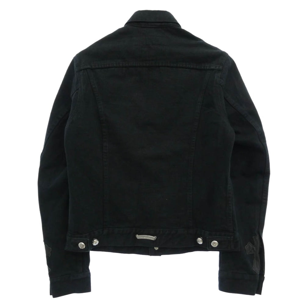 CHROME HEARTS クロムハーツ（原本無） BLACK DENIM JACKET CROSS PATCH ホースシューボタン レザークロスパッチ ブラックデニムジャケット ブラック系 S【中古】