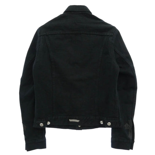 CHROME HEARTS クロムハーツ（原本無） BLACK DENIM JACKET CROSS PATCH ホースシューボタン レザークロスパッチ ブラックデニムジャケット ブラック系 S【中古】