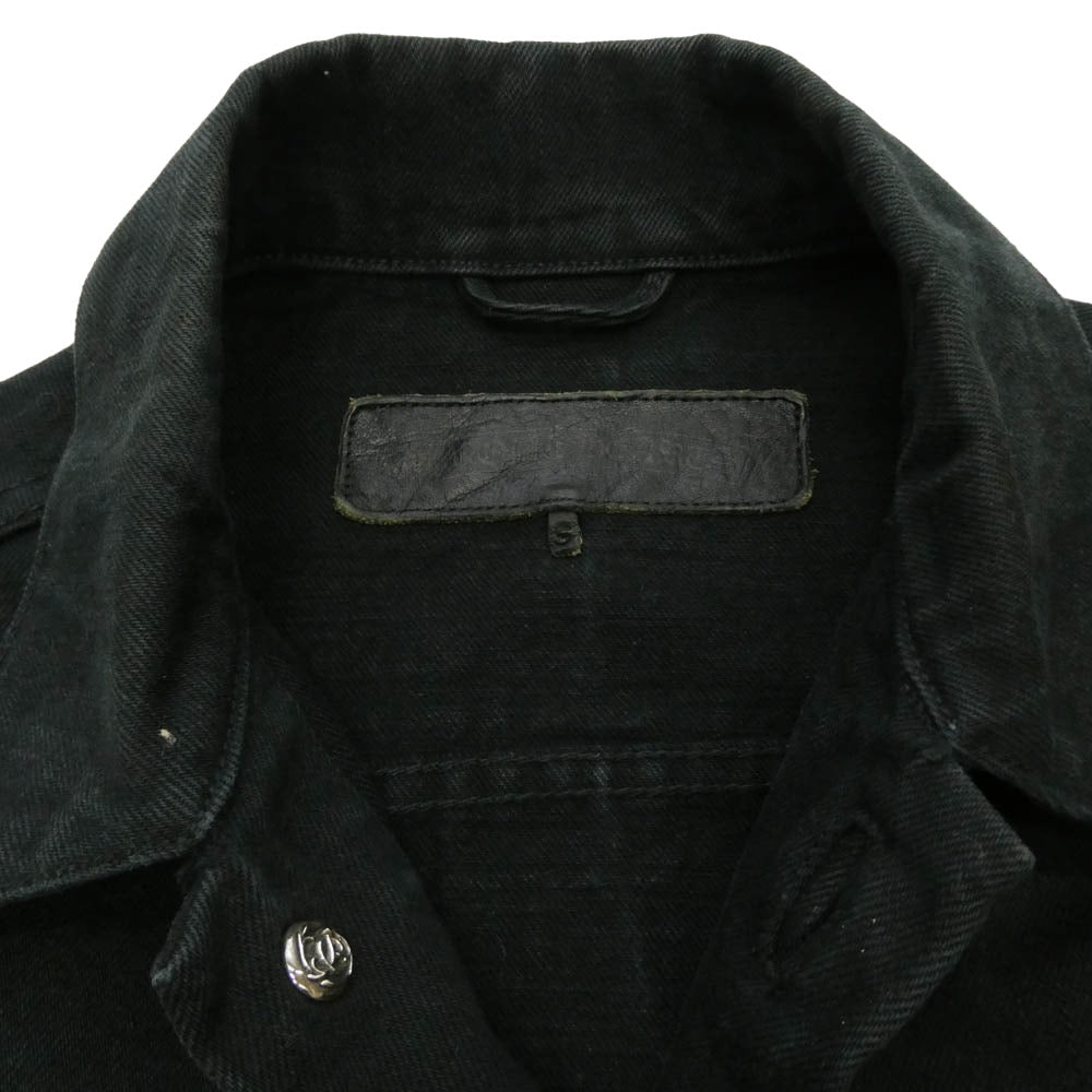 CHROME HEARTS クロムハーツ（原本無） BLACK DENIM JACKET CROSS PATCH ホースシューボタン レザークロスパッチ ブラックデニムジャケット ブラック系 S【中古】