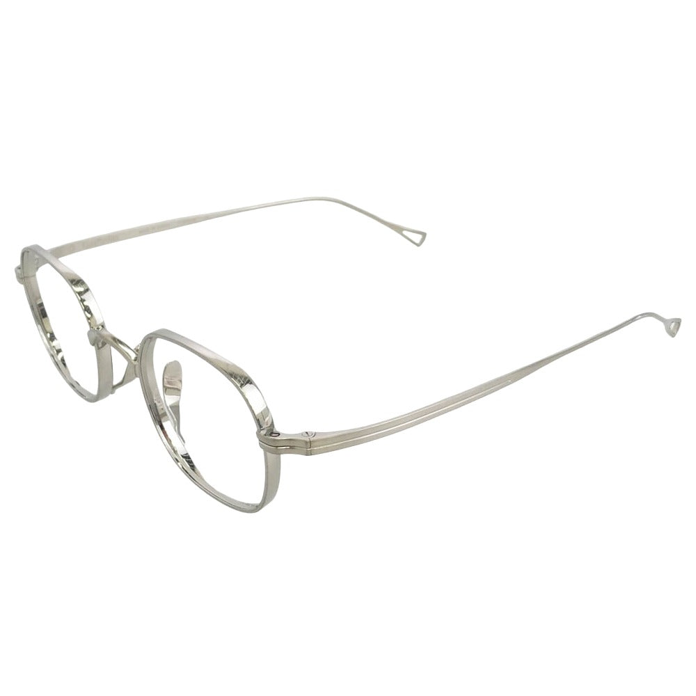 カメマンネン KMN-115 ヘキサゴンシェイプ 眼鏡 メガネ アイウェア シルバー系 44□21-145【美品】【中古】