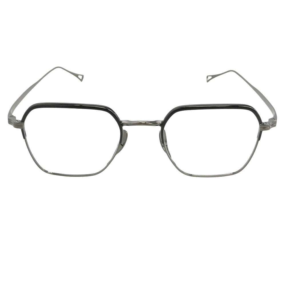 カメマンネン KMN-9921 ヘキサゴンシェイプ 眼鏡 メガネ アイウェア メタリックブラック系 49□21-145【極上美品】【中古】