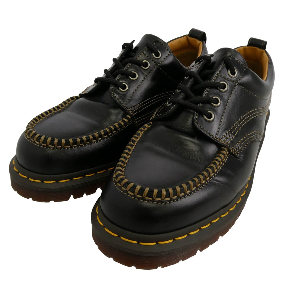 Dr.Martens ドクターマーチン 31816001 LOWELL イエロー ステッチ 4ホール モックトゥ レザー シューズ ブラック系 UK10【中古】