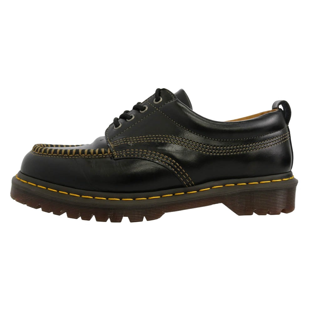 Dr.Martens ドクターマーチン 31816001 LOWELL イエロー ステッチ 4ホール モックトゥ レザー シューズ ブラック系 UK10【中古】