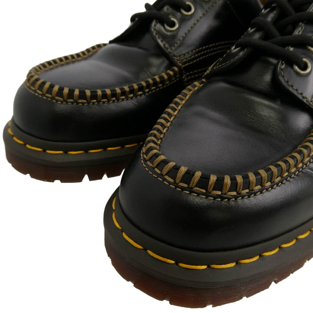 Dr.Martens ドクターマーチン 31816001 LOWELL イエロー ステッチ 4ホール モックトゥ レザー シューズ ブラック系 UK10【中古】