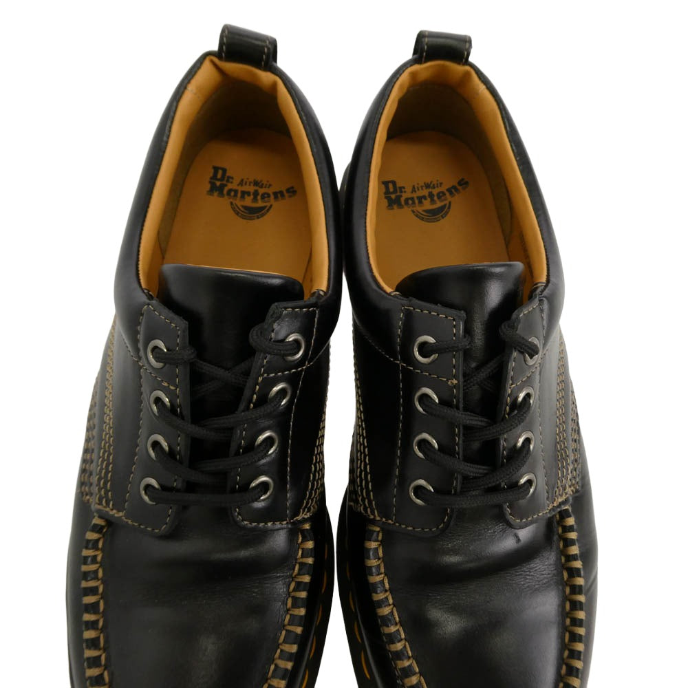 Dr.Martens ドクターマーチン 31816001 LOWELL イエロー ステッチ 4ホール モックトゥ レザー シューズ ブラック系 UK10【中古】
