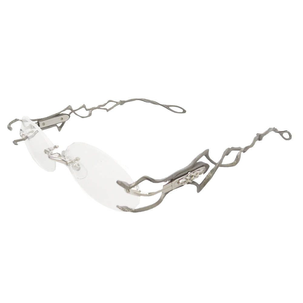 コンダクター PD25AACO4 × NRVSS EYEWEAR01 BROLY ナーバス アイウェア01 リムレス オーバル メガネ 眼鏡 2 シルバー系 クリア系 2【極上美品】【中古】