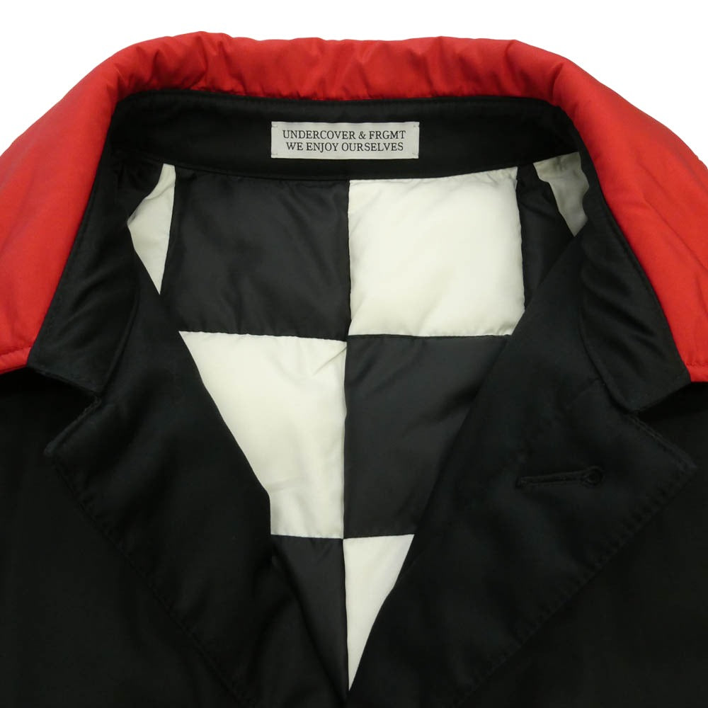 UNDERCOVER アンダーカバー 23AW UC2C9301-2 × fragment design フラグメントデザイン 裏地チェック ステンカラーコート ブラック系 レッド系 5【極上美品】【中古】