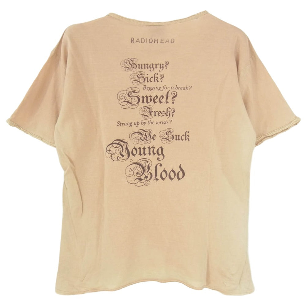 ヴィンテージ 00s Radiohead レディオヘッド We Suck Young Blood プリント 半袖 Tシャツ ベージュ系 ブラウン系 サイズ表記なし【中古】
