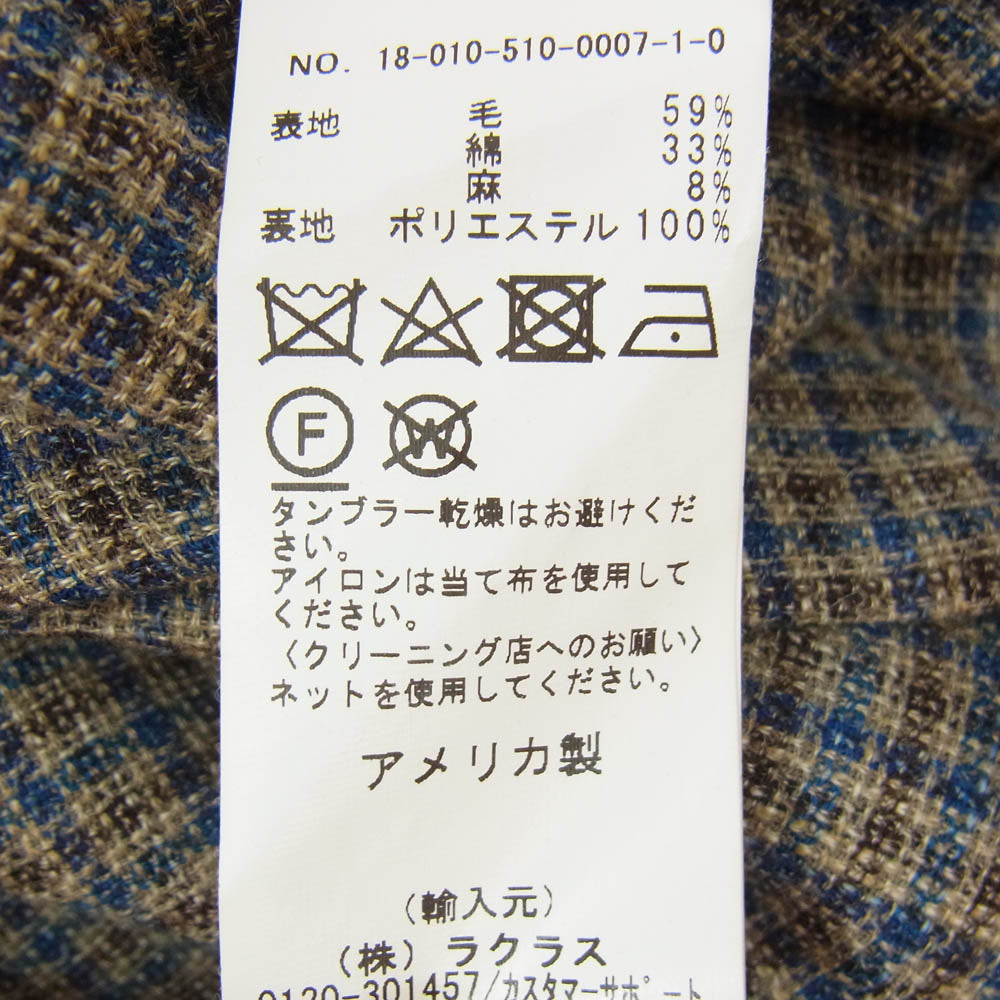 シックススリーナインセブン 18-010-510-0007-1-0 チェック柄 ウール コットン シングル テーラード ジャケット グレー系 S【中古】