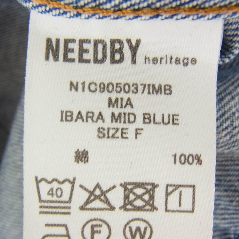 ニードバイ ヘリテージ N1C905037IMB ショート丈 ワイド デニムジャケット インディゴブルー系 F【中古】