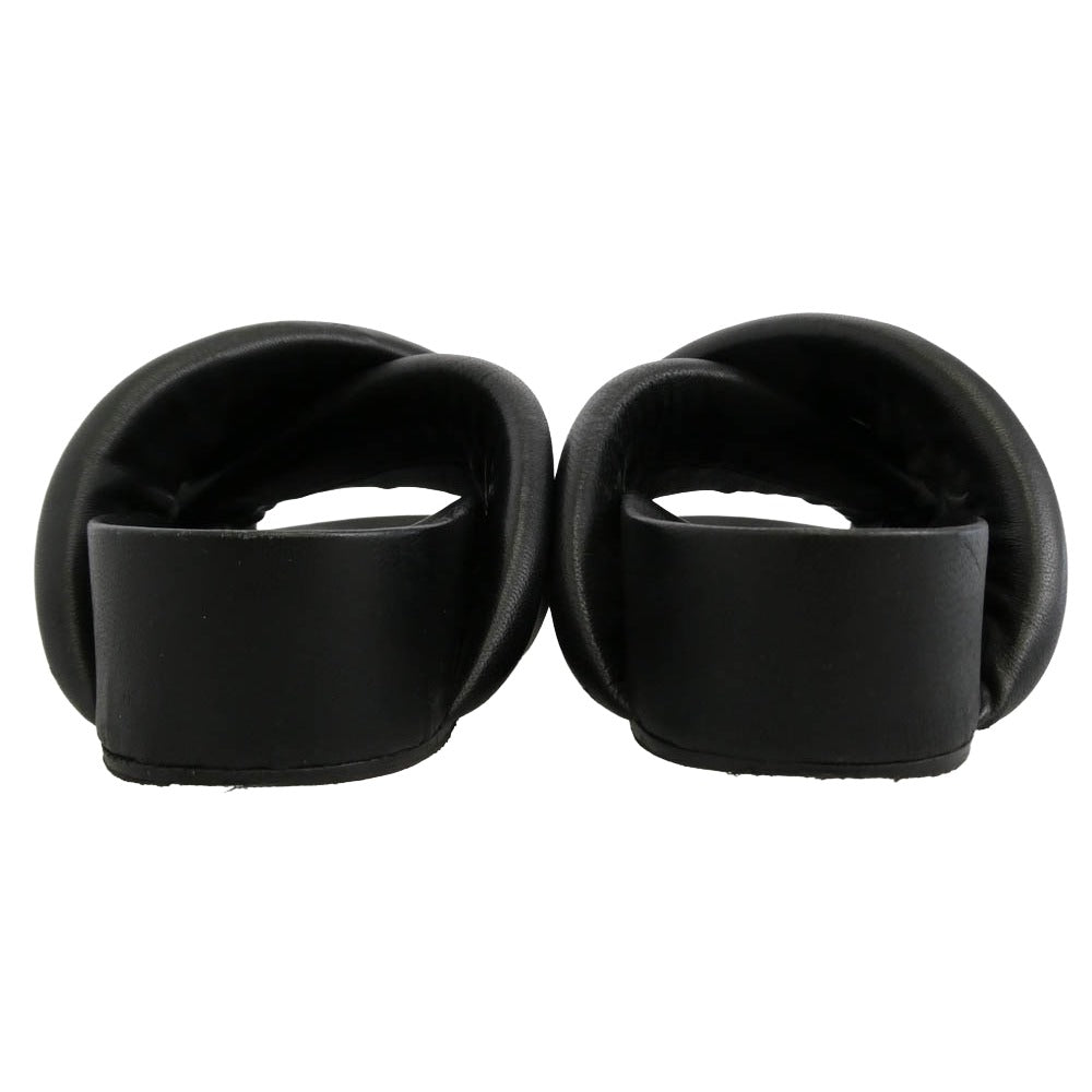 JIL SANDER ジルサンダー NAPPA SENTANIL シープ レザー クロスストラップ スライド サンダル ブラック系 38【中古】