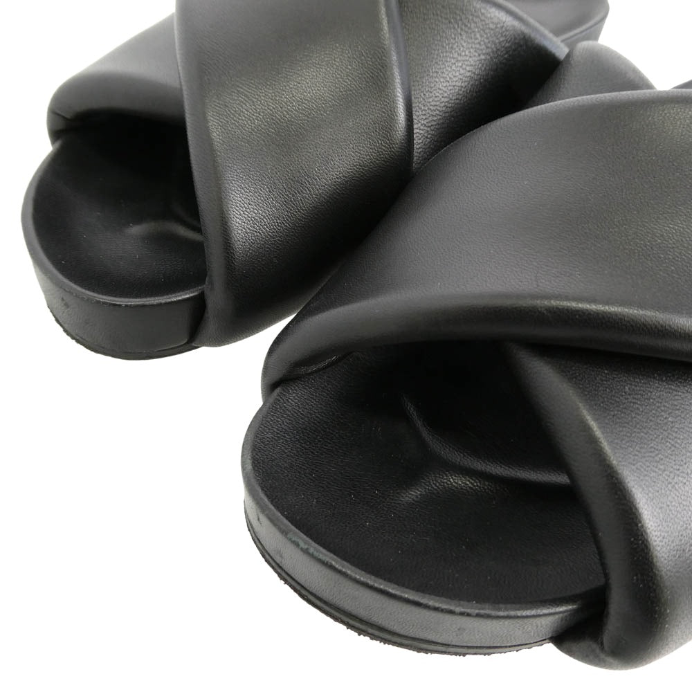 JIL SANDER ジルサンダー NAPPA SENTANIL シープ レザー クロスストラップ スライド サンダル ブラック系 38【中古】