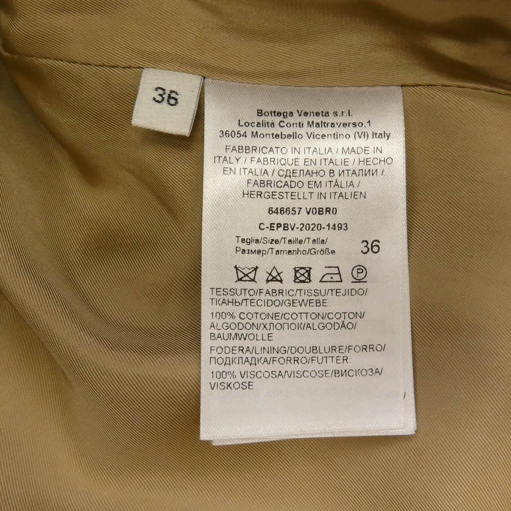 BOTTEGAVENETA ボッテガヴェネタ 21SS 646657 V0BR0 Daniel Lee Archive ダニエルリー期 Cotton Canvas Coat コットン キャンバス コート ベージュ系 36【中古】