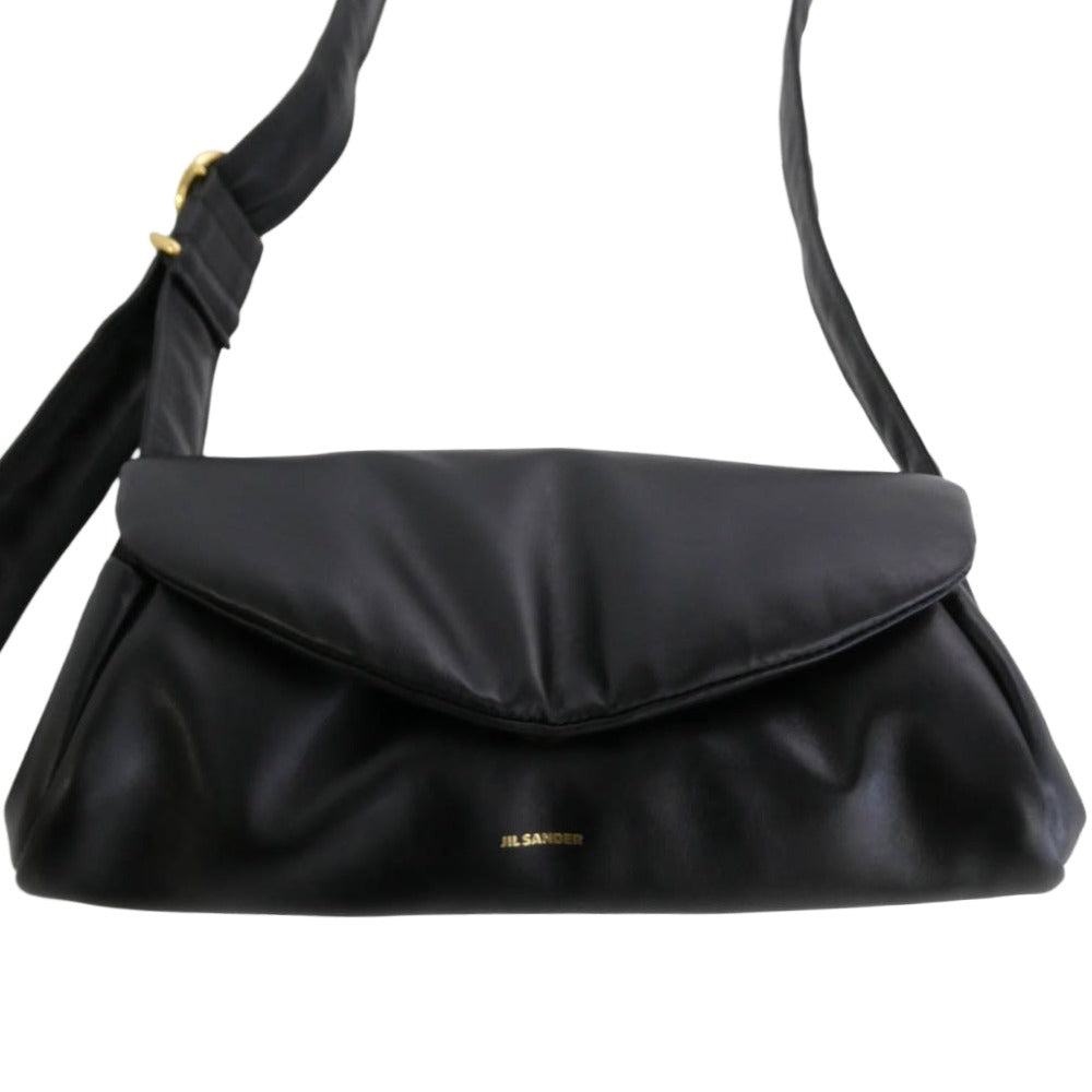 JIL SANDER ジルサンダー 24AW J07WD0076 P6569 001 Cannolo Padded SMALL カンノーロ パデッド スモール レザー ショルダーバッグ ゴールド金具 ブラック系【美品】【中古】
