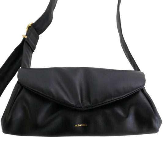 JIL SANDER ジルサンダー 24AW J07WD0076 P6569 001 Cannolo Padded SMALL カンノーロ パデッド スモール レザー ショルダーバッグ ゴールド金具 ブラック系【美品】【中古】