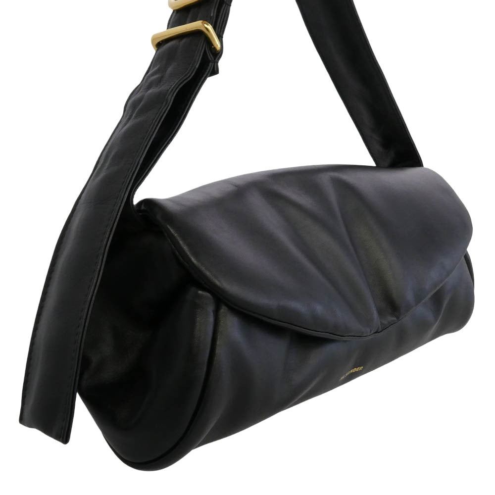 JIL SANDER ジルサンダー 24AW J07WD0076 P6569 001 Cannolo Padded SMALL カンノーロ パデッド スモール レザー ショルダーバッグ ゴールド金具 ブラック系【美品】【中古】