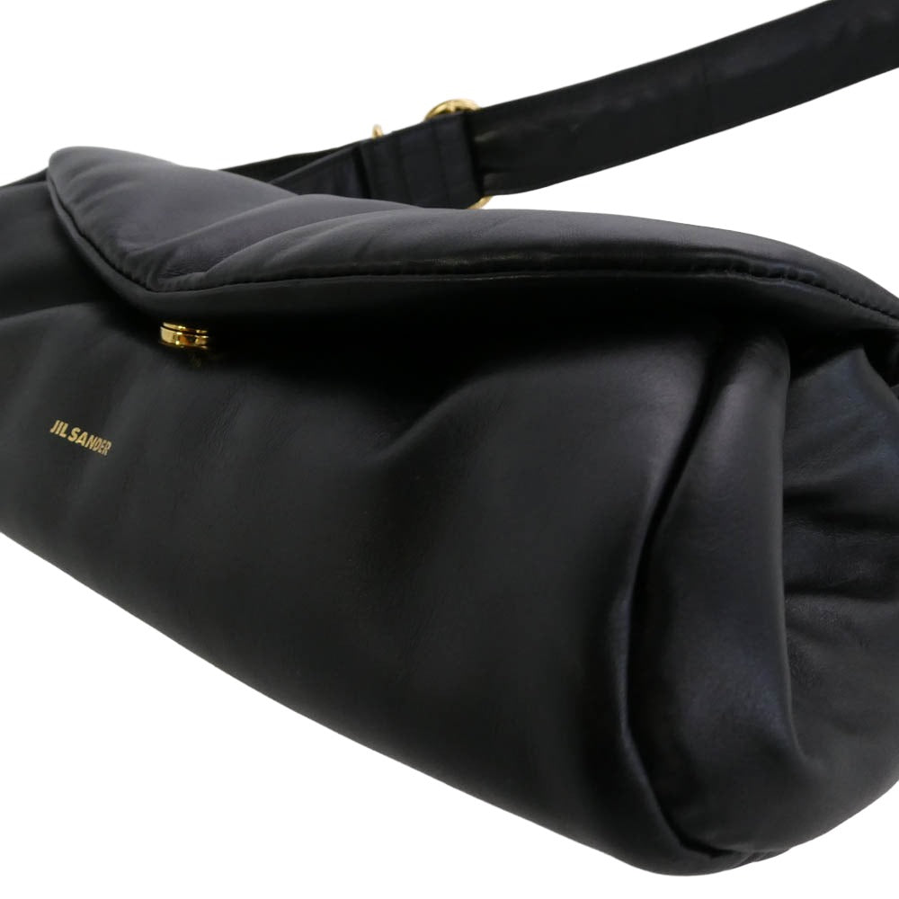 JIL SANDER ジルサンダー 24AW J07WD0076 P6569 001 Cannolo Padded SMALL カンノーロ パデッド スモール レザー ショルダーバッグ ゴールド金具 ブラック系【美品】【中古】