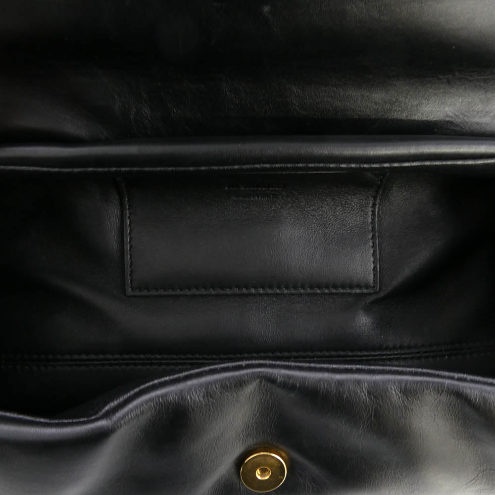 JIL SANDER ジルサンダー 24AW J07WD0076 P6569 001 Cannolo Padded SMALL カンノーロ パデッド スモール レザー ショルダーバッグ ゴールド金具 ブラック系【美品】【中古】