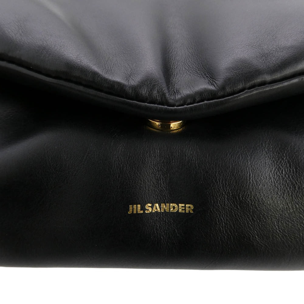 JIL SANDER ジルサンダー 24AW J07WD0076 P6569 001 Cannolo Padded SMALL カンノーロ パデッド スモール レザー ショルダーバッグ ゴールド金具 ブラック系【美品】【中古】