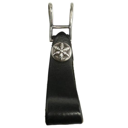 CHROME HEARTS クロムハーツ（原本有） BELT LOOP スターボールボタン レザー ベルトループ ブラック系 シルバー系【中古】