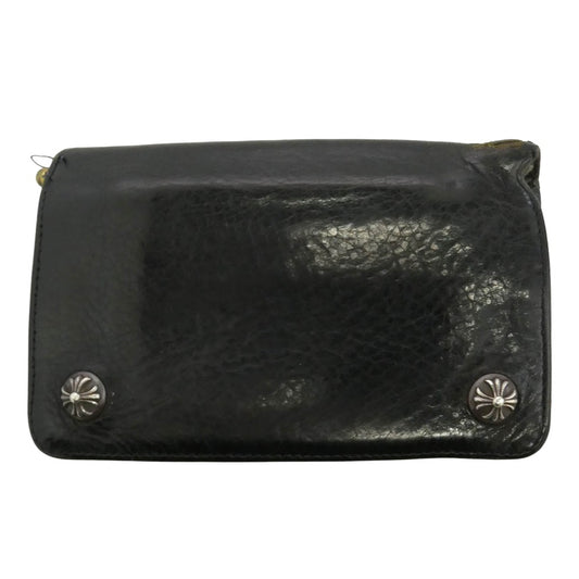 CHROME HEARTS クロムハーツ（原本有） 1ZIP 1ジップ クロスボールボタン レザーウォレット 財布 ブラック系【中古】