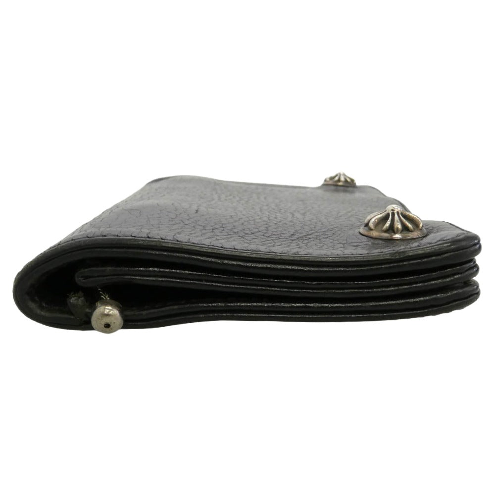 CHROME HEARTS クロムハーツ（原本有） 1ZIP 1ジップ クロスボールボタン レザーウォレット 財布 ブラック系【中古】
