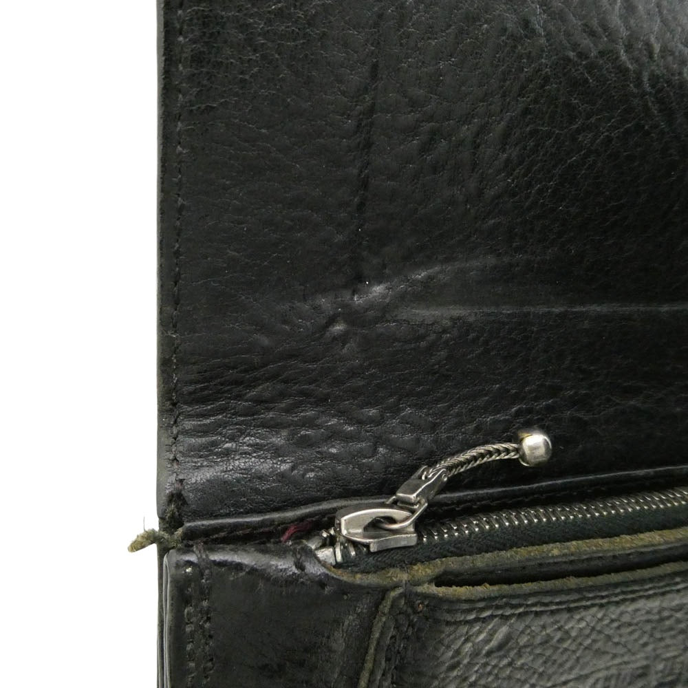 CHROME HEARTS クロムハーツ（原本有） 1ZIP 1ジップ クロスボールボタン レザーウォレット 財布 ブラック系【中古】