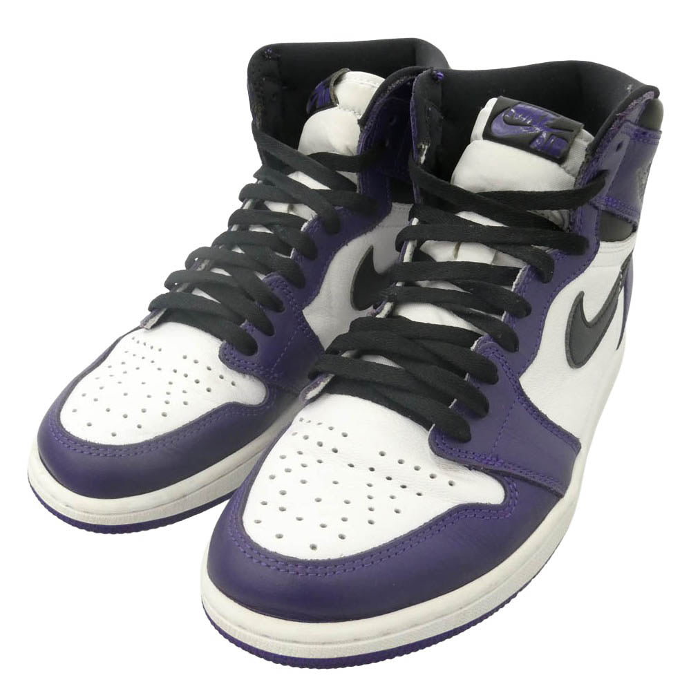 NIKE AIR JORDAN ナイキ ジョーダン 555088-500 Air Jordan 1 Retro High OG AJ1 Court Purple レトロ ハイ コートパープル スニーカー パープル系 ホワイト系 26.5cm【中古】