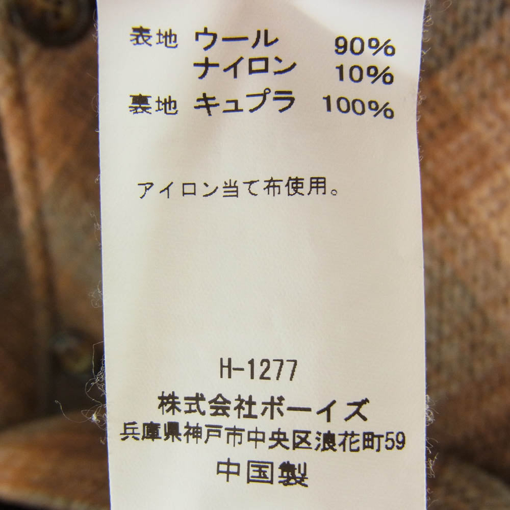 ゼロナナハチ シティ #B-A0629 WCE ウール チェック クルーザー ジャケット ブラウン系 L【中古】