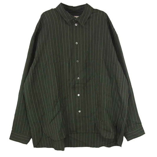 ポリプロイド B-5-001-064 SHIRT JACKET B 長袖 ロングスリーブ ストライプ シャツ ジャケット カーキ系 3【美品】【中古】