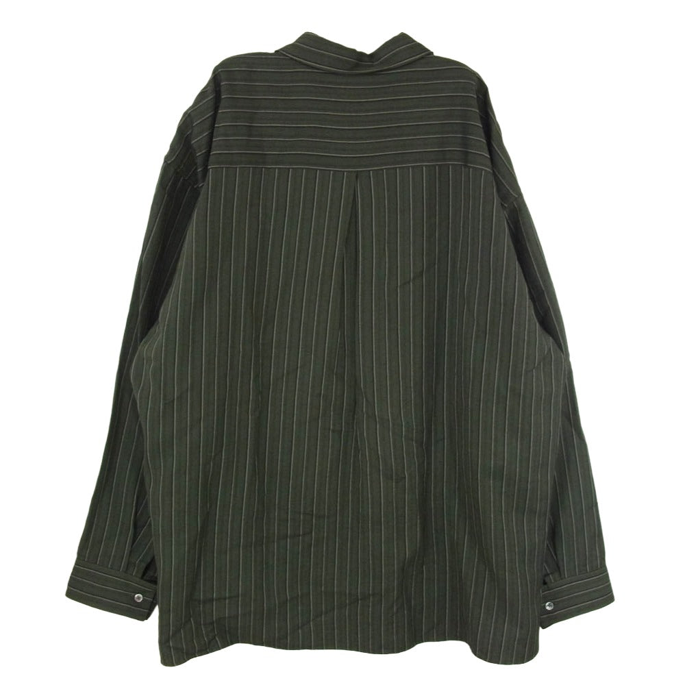 ポリプロイド B-5-001-064 SHIRT JACKET B 長袖 ロングスリーブ ストライプ シャツ ジャケット カーキ系 3【美品】【中古】