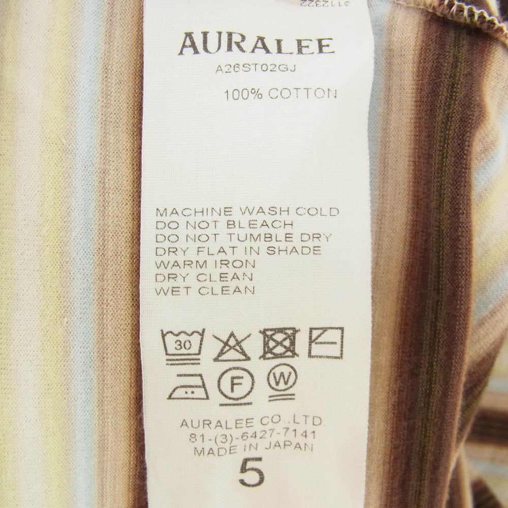 AURALEE オーラリー 26SS A26ST02GJ GRADIENT STRIPE JERSEY TEE グラデーション ストライプ ボーダー ジャージー Tシャツ 半袖 ブラウン系 5【中古】