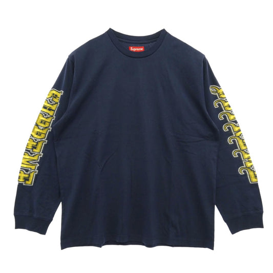 Supreme シュプリーム 25AW Intarsia Sleeve L/S Top インターシャ スリーブ 長袖 Tシャツ ネイビー系 L【極上美品】【中古】