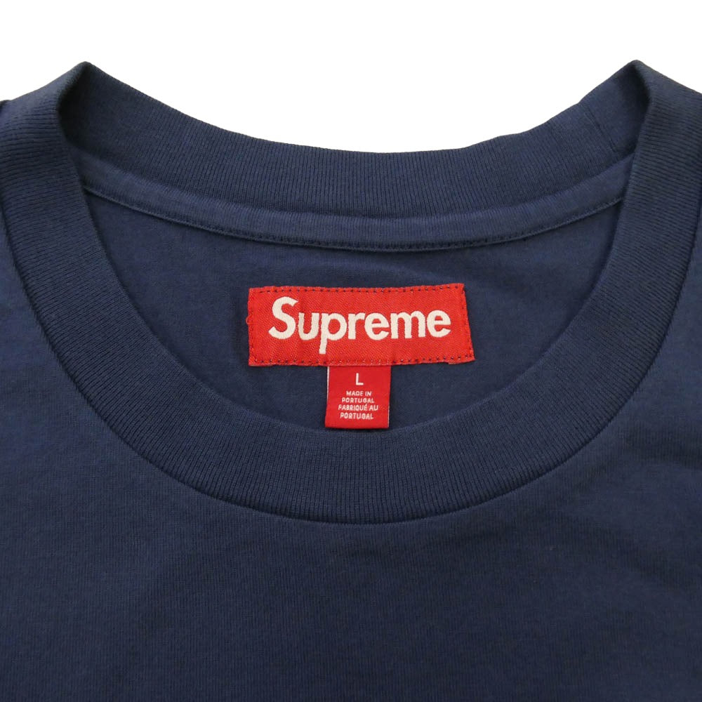 Supreme シュプリーム 25AW Intarsia Sleeve L/S Top インターシャ スリーブ 長袖 Tシャツ ネイビー系 L【極上美品】【中古】