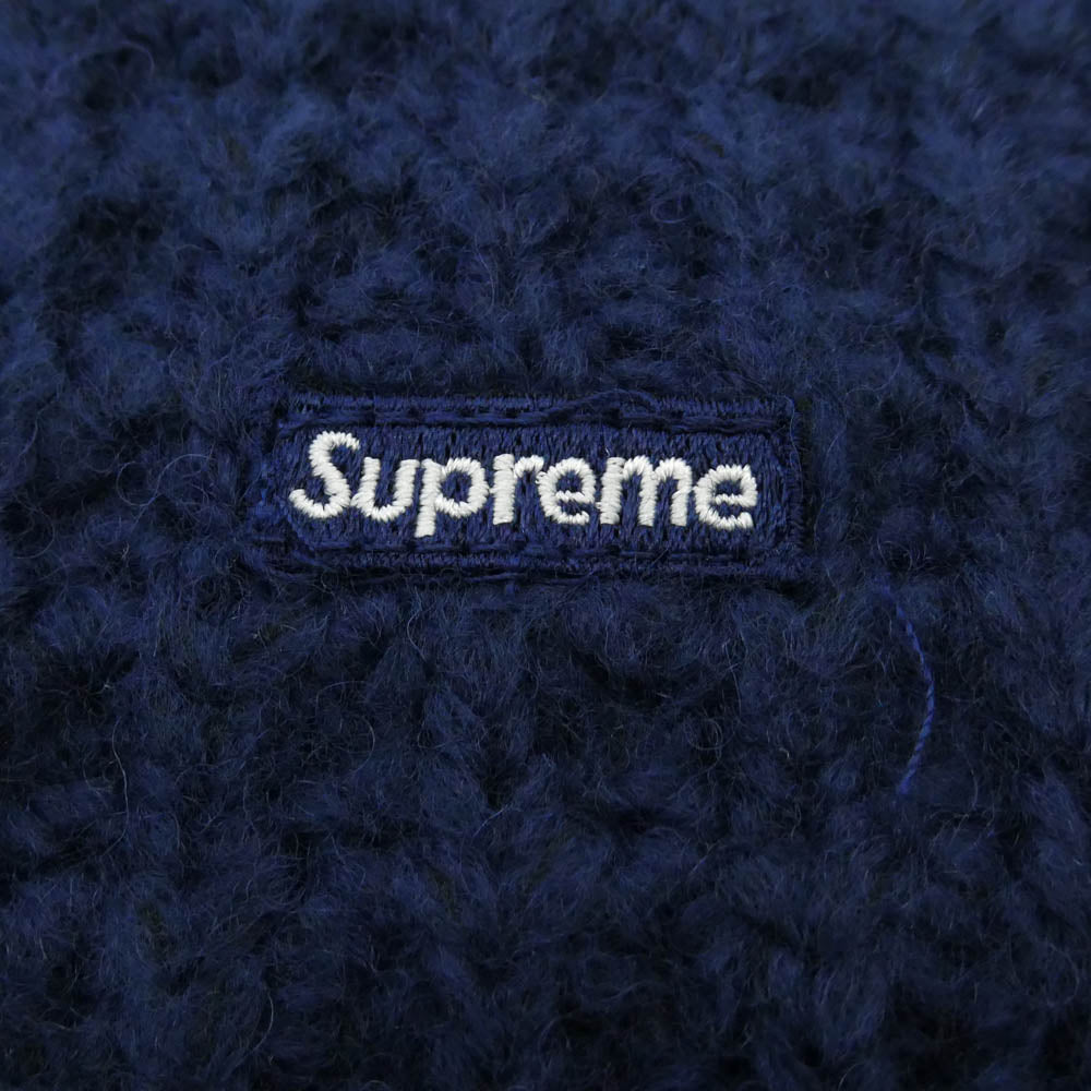 Supreme シュプリーム 25AW Small Box Waffle Sweater スモールボックスロゴ クルーネック ワッフル ニット ネイビー系 M【極上美品】【中古】