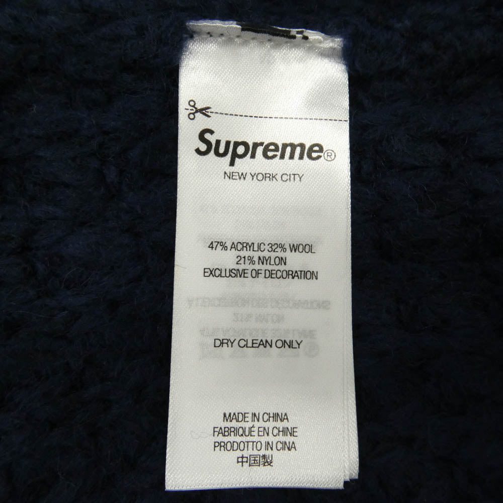 Supreme シュプリーム 25AW Small Box Waffle Sweater スモールボックスロゴ クルーネック ワッフル ニット ネイビー系 M【極上美品】【中古】