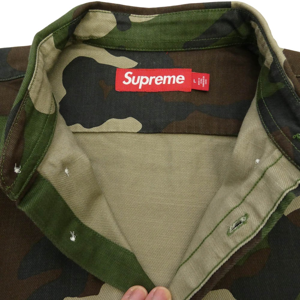 Supreme シュプリーム 25AW Small Box Denim Shirt スモールボックスロゴ ウッドランドカモ デニム シャツ マルチカラー系 L【極上美品】【中古】