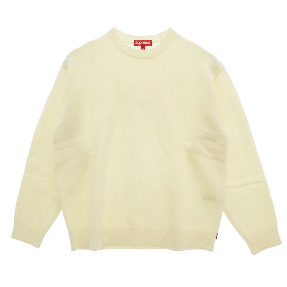 Supreme シュプリーム 25AW Angora Script Sweater アンゴラ スクリプトロゴ クルーネック ニット オフホワイト系 L【極上美品】【中古】