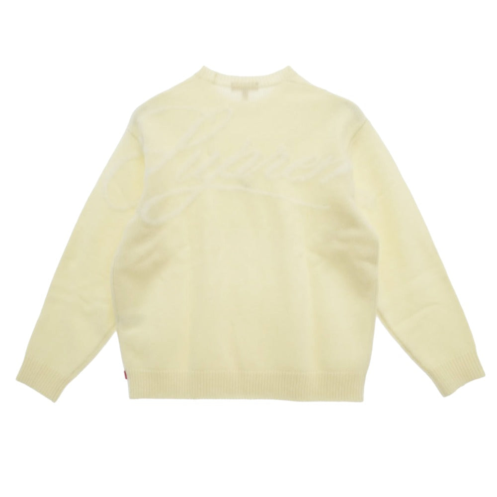 Supreme シュプリーム 25AW Angora Script Sweater アンゴラ スクリプトロゴ クルーネック ニット オフホワイト系 L【極上美品】【中古】
