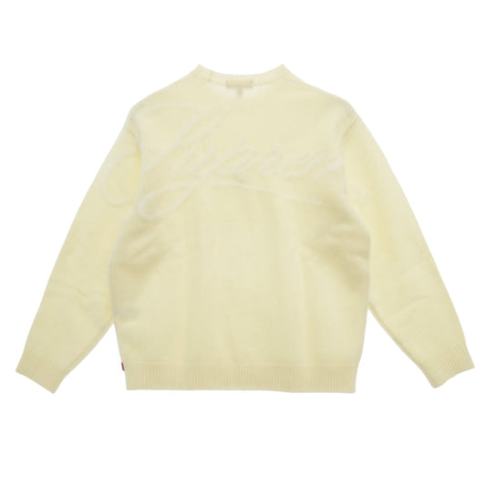 Supreme シュプリーム 25AW Angora Script Sweater アンゴラ スクリプトロゴ クルーネック ニット オフホワイト系 L【極上美品】【中古】