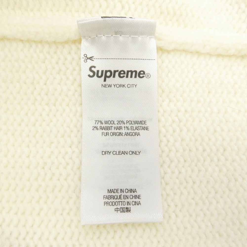 Supreme シュプリーム 25AW Angora Script Sweater アンゴラ スクリプトロゴ クルーネック ニット オフホワイト系 L【極上美品】【中古】